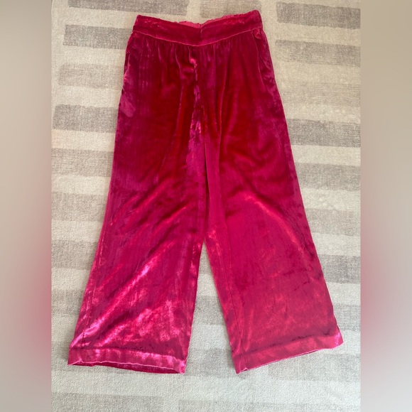 Anthropologie Maeve Anastacia Velvet Wide Leg Pant in Pink (Size M) - Picture 5 of 11